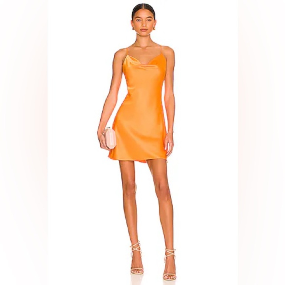 Alice + Olivia Harmony Slip Mini Dress Tangerine Orange Sz 4